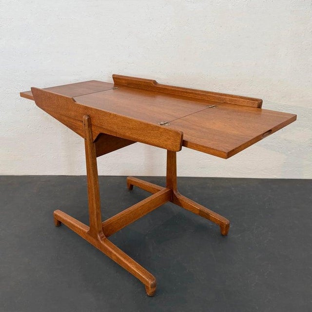 1950s 1950s Scandinavian Modern Extendable Teak Side Serving Table For Sale - Image 5 of 10
