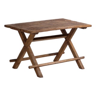 Antique X-Shape Dining Table, 1920s For Sale