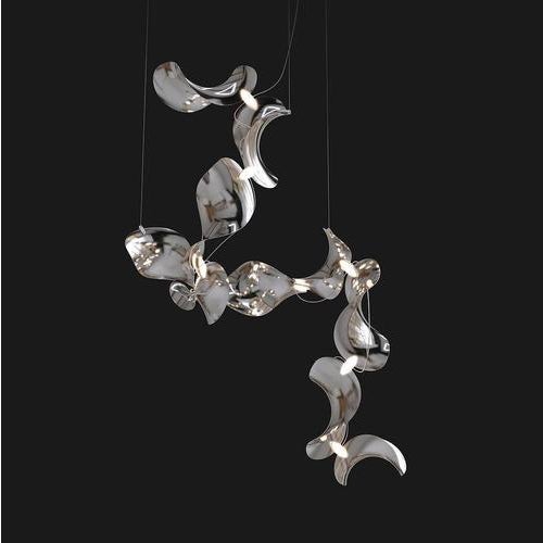 Contemporary Dune 10 Spiral Pendant Light in Silver Anodized Aluminum by Moss Objects For Sale - Image 3 of 18