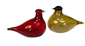 Tirri Mouth-Blown Glass Art Birds by Oiva Toikka for Iittala, Finland 1980s, Set of 2