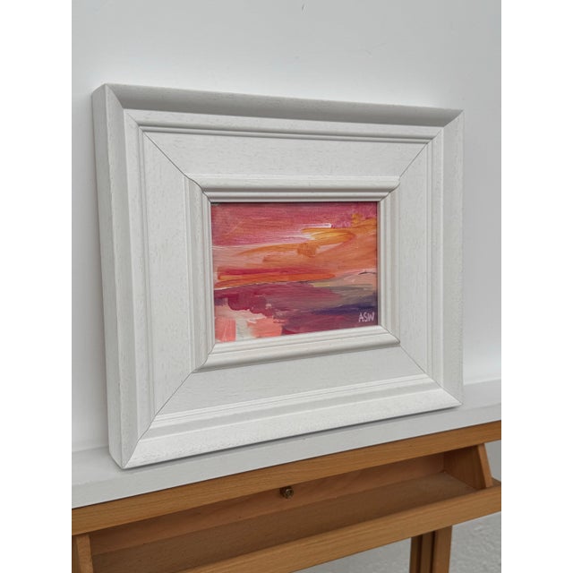 Sunset Study - Pink & Orange Miniature Abstract Landscape Art by British Artist 2025 For Sale - Image 11 of 18