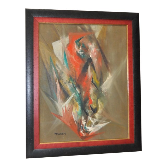 Harriet Thorpe "Fire Bird" Original Abstract Oil Painting C. For Sale