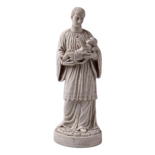Ceramic and Bisque Saint Anthony of Padua with the Child Jesus, 19th Century For Sale