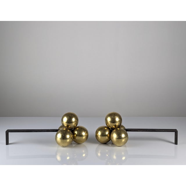 1930s Bronze and Wrought Iron Andirons by Jacques Adnet, 1930s, Set of 2 For Sale - Image 5 of 10