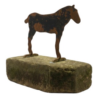 Victorian Cast Iron Horse Boot Scraper on Original Yorkshire Stone Base, 1890 For Sale