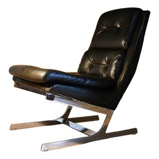 Apelbaum Chair in Black Leather by Raphael Raffel, 1980s For Sale