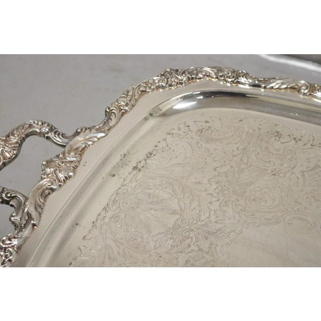 Silver Vintage Poole Epca Sevenoaks 650 Large Silver Plated Serving Platter Bar Tray For Sale - Image 8 of 12