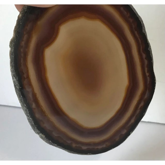 Mid-Century Modern Vintage Translucent Agate Slice With Stand For Sale - Image 3 of 7