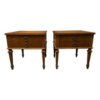 1960’s Heritage Furniture Burl Wood Nightstands (A Pair) For Sale