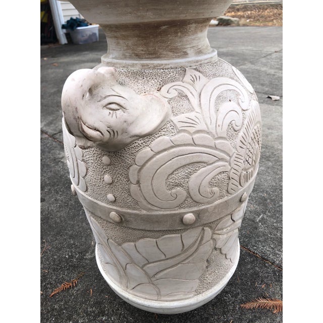 Ceramic Mid-Century Large Pottery Vase With Elephants For Sale - Image 7 of 12