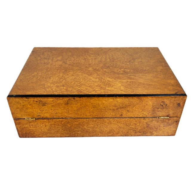 Brown American 19th C Burled Walnut & Bird's Eye Maple Campaign Flip Top Lap Desk For Sale - Image 8 of 17