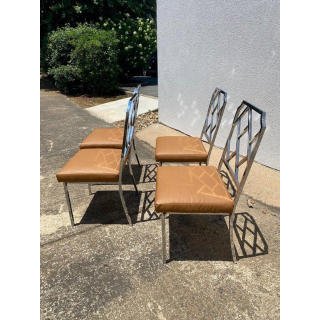 Chrome Vintage Milo Baughman Style Chrome Dining Chairs - Set of Four For Sale - Image 8 of 11