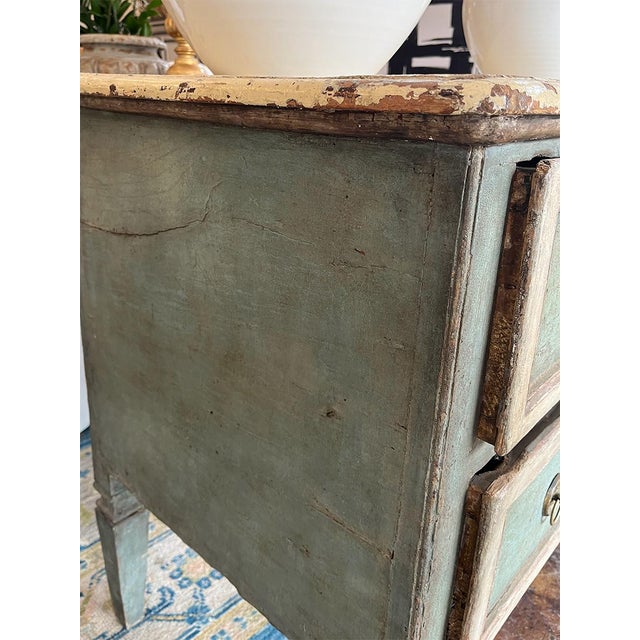 Blue 18th Century Swedish Gustavian Painted Chest of Drawers For Sale - Image 8 of 12