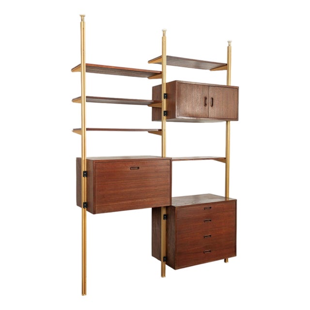 Mid Century Omni Wood Modular Wall Unit Shelving & Bookcase by George Nelson For Sale