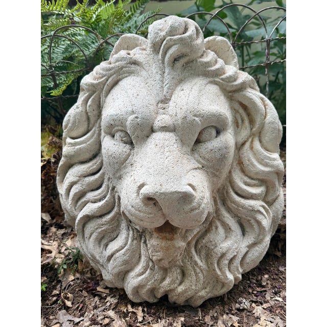 Vintage Concrete Lion Fountain Head For Sale - Image 6 of 6