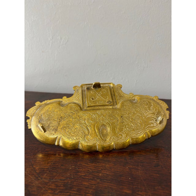 French Antique French Brass Inkwell For Sale - Image 3 of 8