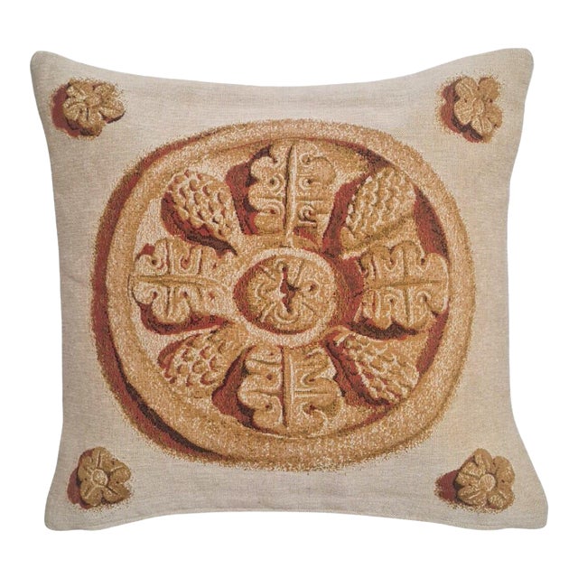 Medieval Rosette Tapestry Cushion With Feather Filler - 46x46cm (18"x18") For Sale