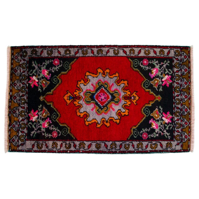 Textile 1970s Small Rug, Entry Decor, Bath Mat, Kitchen Accent, Turkish Rug, Door Mat, Lundry Room Decor 1'10" X 3'3" For Sale - Image 7 of 14