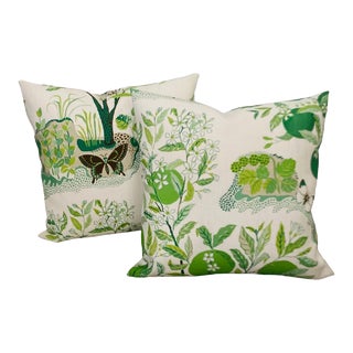 Custom Citrus Garden Leaf Double Sided Outdoor Pillows - a Pair For Sale