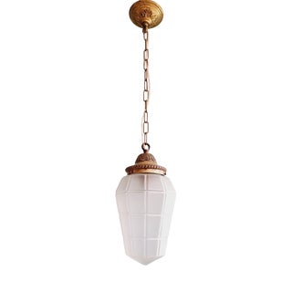 Art Deco Pendant Light in Faceted Transparent Satin Glass, 1920s For Sale