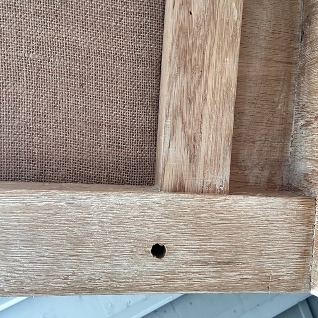 Wood Casi White Oak Bench in Natural Finish Upholstered in Faux Sherpa - Off Center For Sale - Image 7 of 8