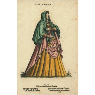 Jost Amman, Woman from Venice, Italy in 16th Century Costume, 1577, Paper For Sale