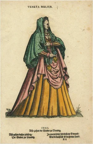 Jost Amman, Woman from Venice, Italy in 16th Century Costume, 1577, Paper