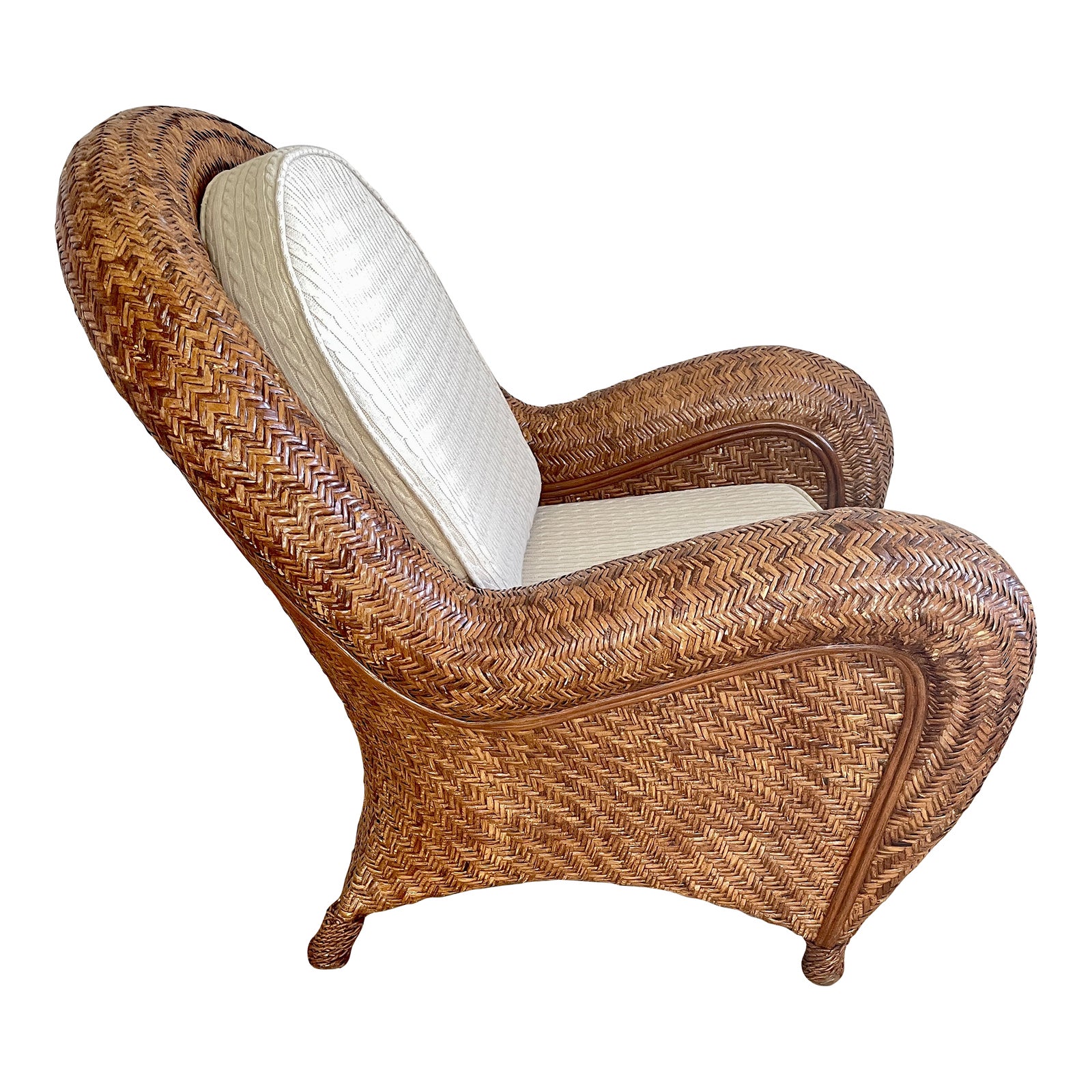Rattan Wicker Oversized Pottery Barn Malabar Arm Chair Chairish