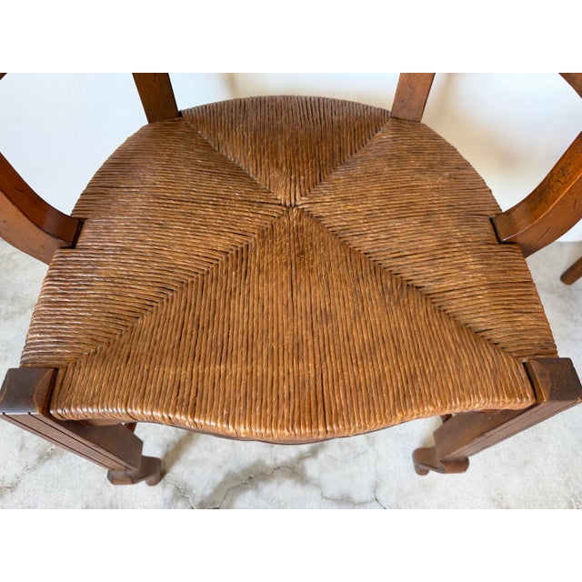 Mid-Century Modern Vintage Organic Arts & Crafts Style Curved Rail Back Accent Chairs – Pair For Sale - Image 3 of 12