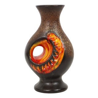 Orange Fat Lava Vase by Walter Gerhards, 1960s For Sale