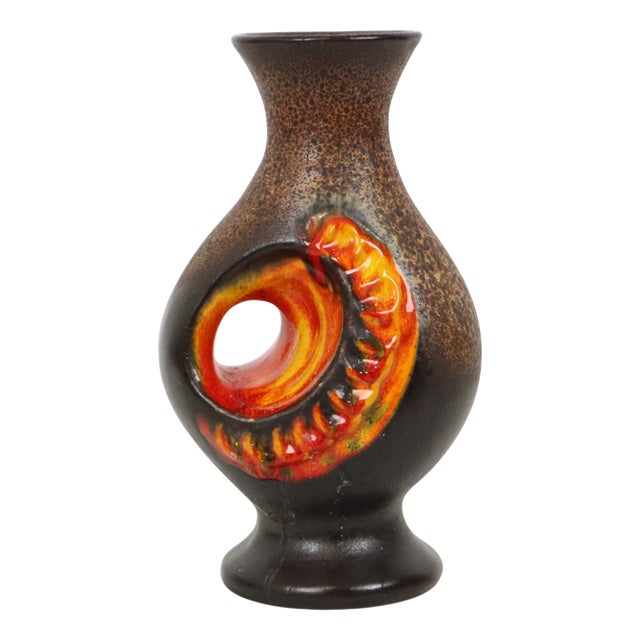 Orange Fat Lava Vase by Walter Gerhards, 1960s For Sale