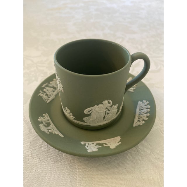 Vintage Wedgwood Sage Jasper-Ware Demitasse/Espresso Cup and Saucer Mint Condition For Sale - Image 12 of 12