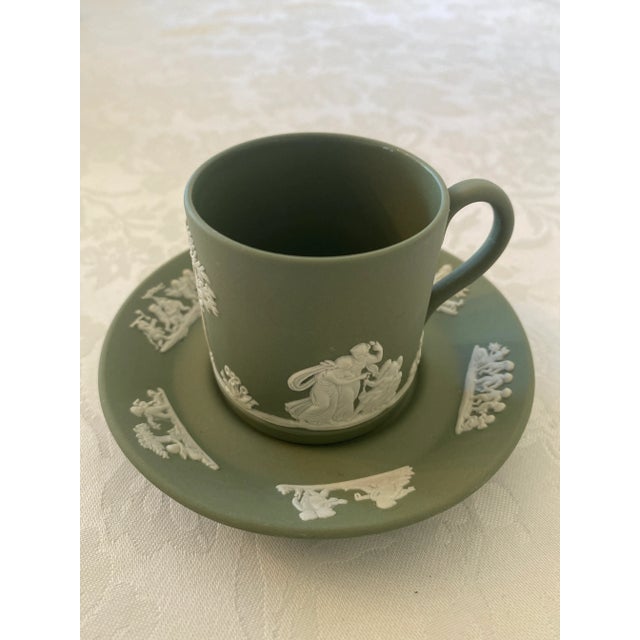 Wedgwood Sage Jasper-Ware Demitasse/Espresso Cup and Saucer Mint Condition Vintage For Sale - Image 12 of 12
