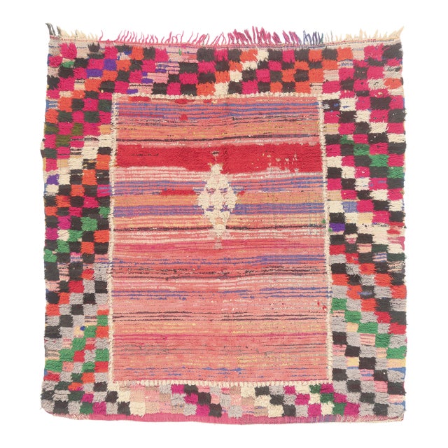 Vintage Azilal Boucherouite Moroccan Rug, 06'00 X 06'03 For Sale