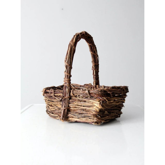 Vintage Rustic Twig Basket For Sale - Image 11 of 11