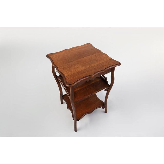 Brown French Art Deco Side Table in Oak, 1920 For Sale - Image 8 of 13