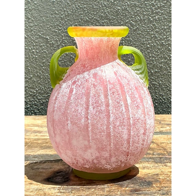 Vintage Italian Hand Blown Glass Vase For Sale - Image 11 of 12