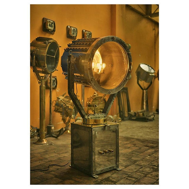 Vintage Boat Spotlight in Chromed Metal | Chairish