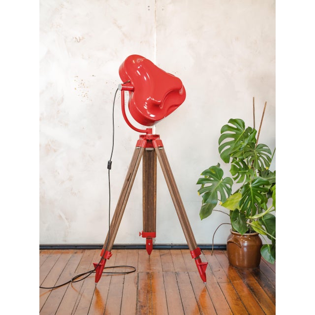 Surgical Hospital Spotlight Floor Lamp on Wooden Tripod from Heraeus Hanaulux, 1990s For Sale - Image 9 of 16