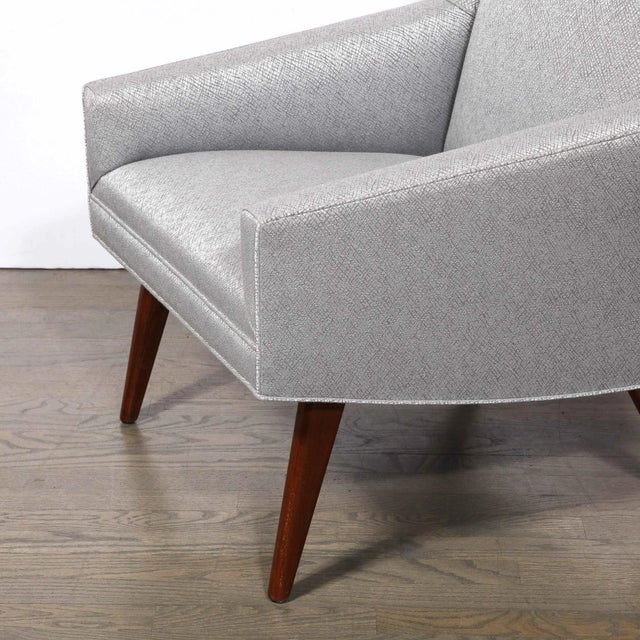 Mid-Century Modern 1960s Mid-Century Lounge Chairs in Holly Hunt Fabric & Tapered Hand-Rubbed Walnut Legs - Set of 2 For Sale - Image 3 of 12