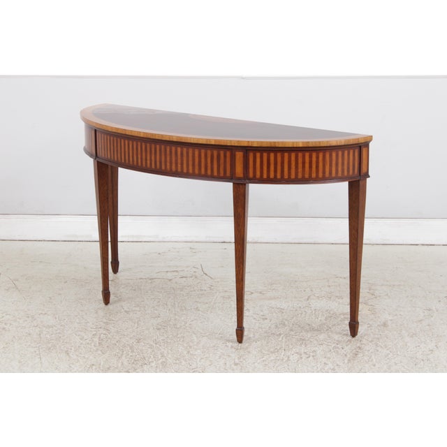 Ethan Allen Ethan Allen Inlaid Mahogany Console Hall Table For Sale - Image 4 of 18