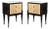 Art Deco Directoire Style Ebonized Nightstands W/Shagreen Fronts & Mirrored Tops For Sale