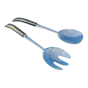 Set Mid Century Modern Plastic Salad Serving Utensils, C1950s