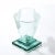 Transparent Frosted and Etched Cut Glass Leaf Vase/Bowl on Geometric Base by Robert Guenther For Sale - Image 8 of 12