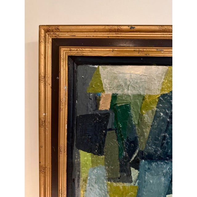 2020s Original Oil Cubist Abstract on Canvas in Antique Frame For Sale - Image 5 of 8