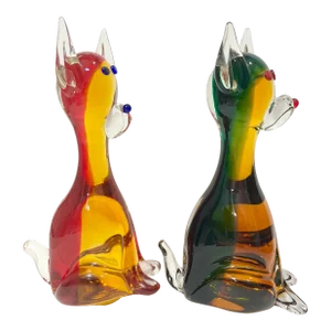 Pair of 1960s Vintage Large Murano Glass Attributed Dogs