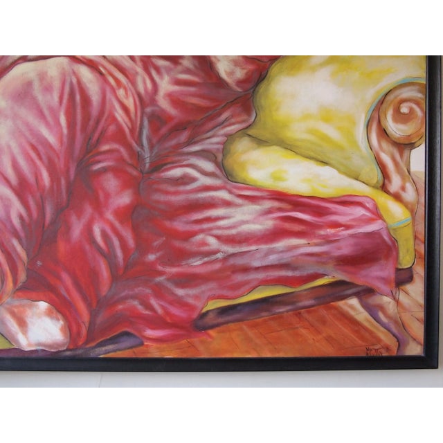 Early 21st Century Contemporary Original Expressionist Oil Painting of a Reclining Woman by Matt Nixon, Framed For Sale - Image 5 of 11
