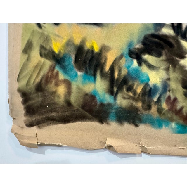 Henry Emil Salloch Original Watercolor on Paper Mid-Century Modern Railroad Station, 1960. For Sale In Atlanta - Image 6 of 9