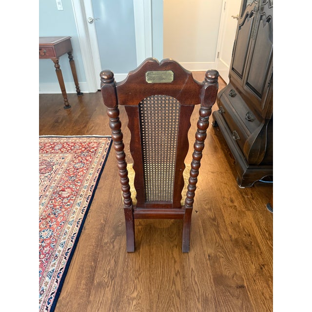 Metal 1970s American Drew Bicentennial “Tree of Promise” Cane-Back ShinWarmer Chair For Sale - Image 7 of 10