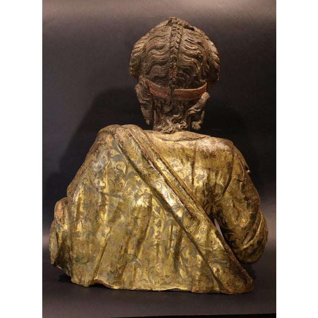 Aniello Stellato, Saint John and Saint Catherine, 17th Century, Wood, Set of 2 For Sale - Image 6 of 16